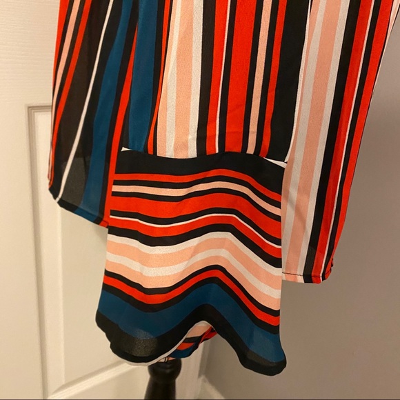 “C” Vibrant Striped Flare Cuff Long Sleeved Blouse - Picture 5 of 9
